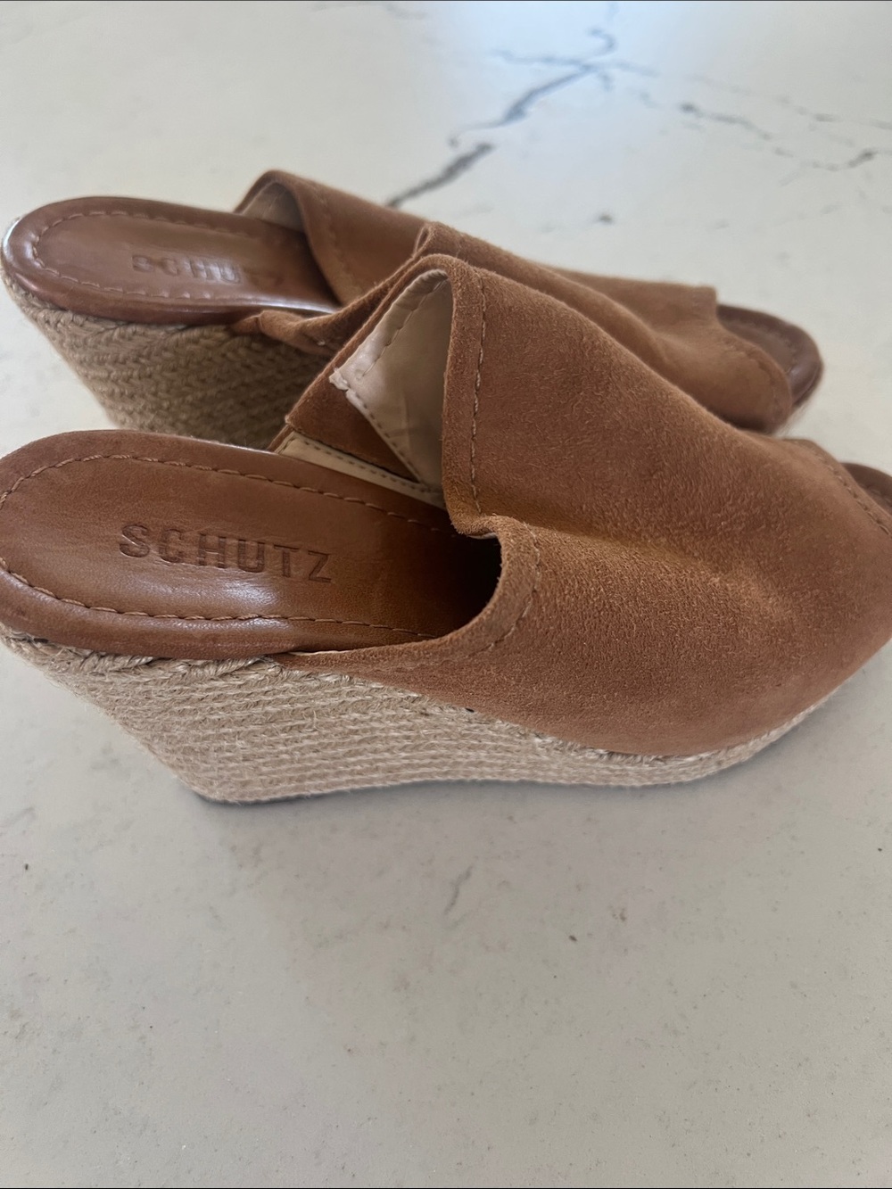 SCHUTZ Brown Suede Espadrille Wedge Mules size 8. New!! So cute